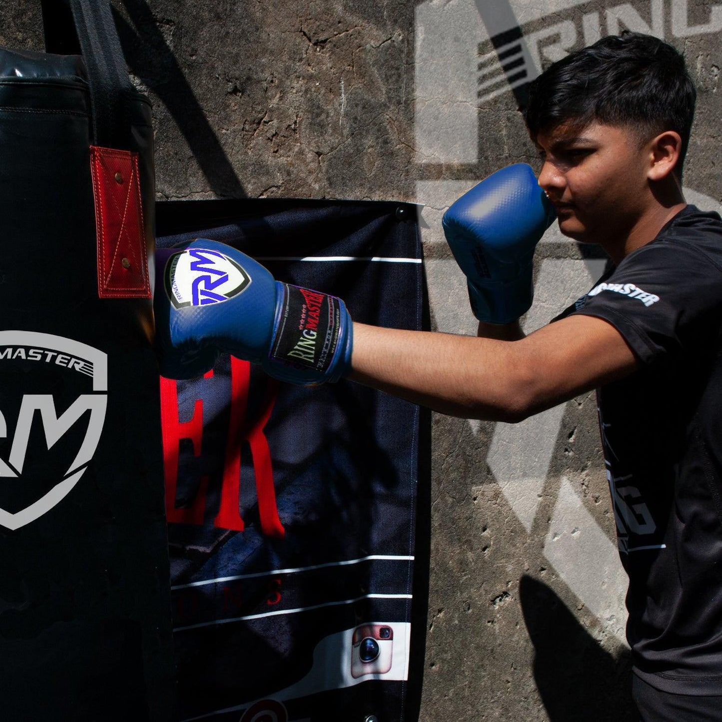 RingMaster Sports - Phenom Kids Boxing Gloves CarbonTech Blue